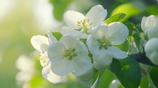 春日洁白苹果花绽放