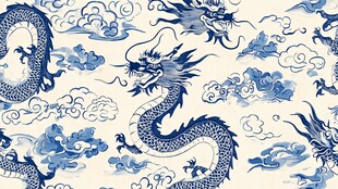 青花云龙纹传统图案