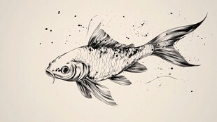 水墨风灵动金鱼图