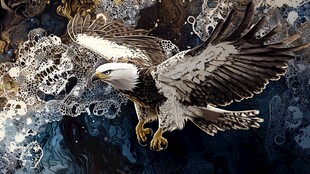 翱翔的白头鹰与奇幻背景