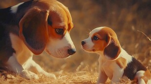 大比格与小比格的温馨对视