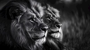 双狮并肩 王者的凝视