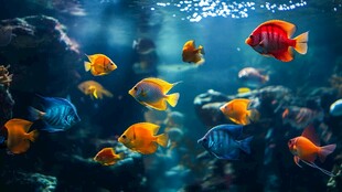 五彩斑斓的海底热带鱼群