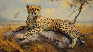 岩石上休憩的猎豹