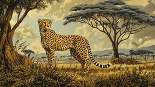 草原上的猎豹与自然景观