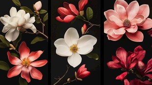 多彩玉兰花绽放美丽瞬间