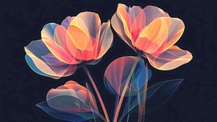 梦幻多彩花朵插画