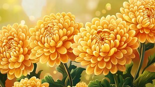 金黄菊花绽放的美丽瞬间