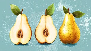 三个金黄梨子的精美展示