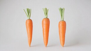 三根鲜胡萝卜摆拍图