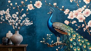 孔雀栖花旁 中式雅致景