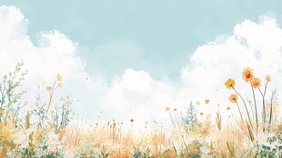 田园花海蓝天梦幻风景