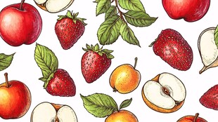 多彩水果手绘图案集合