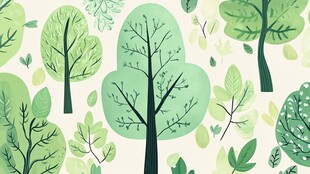 清新绿色树木叶子插画