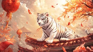 白虎瑞景贺佳节