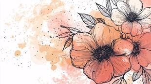 手绘水彩花卉浪漫背景图