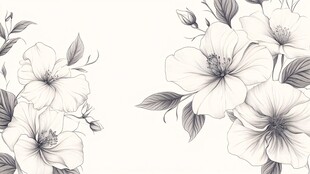 黑白花卉图案设计素材