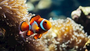 小丑鱼悠游于绚烂海葵间