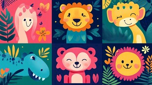 可爱动物卡通插画集合