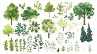 多样绿植插画素材集合