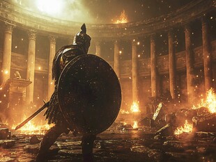 斯巴达勇士于烈火废墟中