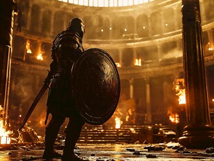 罗马斗兽场内的持盾战士