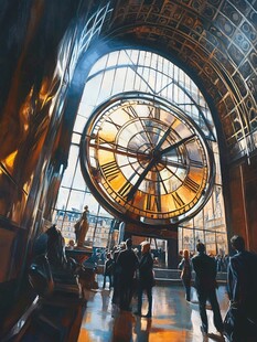 宏伟建筑内的巨型复古时钟