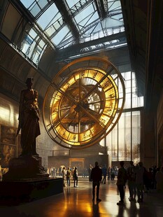 博物馆内壮观的机械大钟