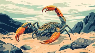 沙漠中的巨型蝎子插画