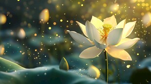 梦幻绽放的金色莲花