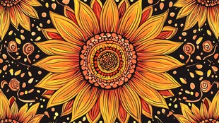 手绘向日葵花纹艺术图案
