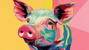 彩色炫丽的卡通小猪形象