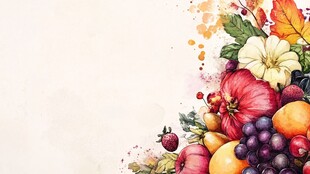 秋季缤纷水果水彩插画