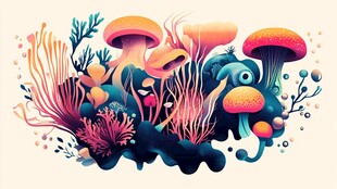 梦幻海底蘑菇与奇妙生物