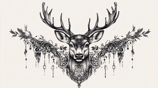 鹿头图腾装饰艺术插画