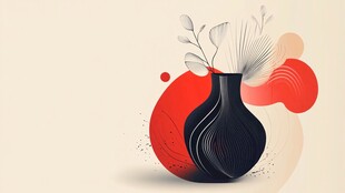 简约风黑色花瓶插画艺术