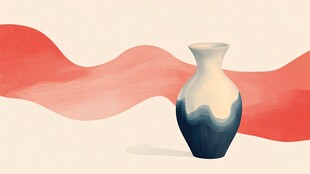 中式水墨风花瓶插画