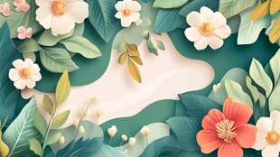 花卉绿叶环绕的梦幻边框