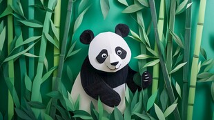 竹林中的可爱熊猫