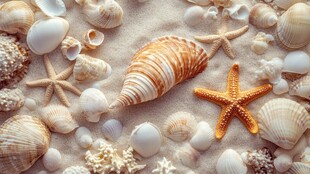 沙滩上的贝壳与海星