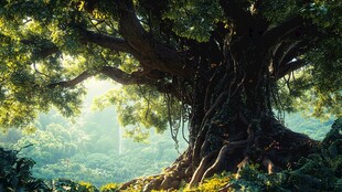 古老巨树屹立神秘森林中