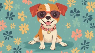 时尚萌犬戴墨镜欢乐亮相
