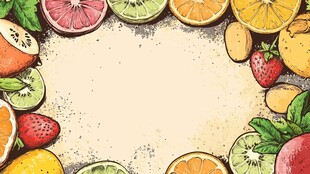 多彩水果环绕的清新边框