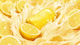 柠檬果汁飞溅的活力瞬间