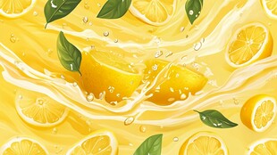 柠檬入水溅起清新水花