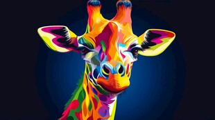 多彩长颈鹿 艺术感动物形象