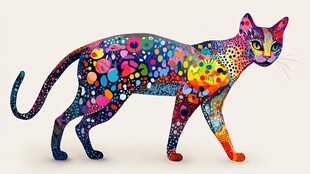 多彩斑点猫的艺术形象