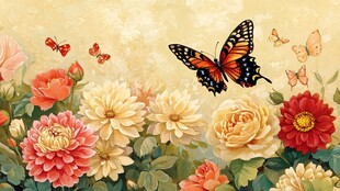 蝶舞繁花间 绚烂春日景