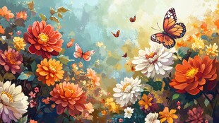 繁花丛中蝶飞舞