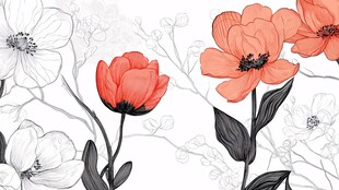 橙花绽放于素雅花卉间
